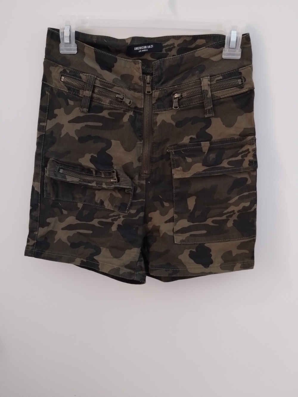 American Bazi Women's Camo Utility Shorts - Olive Green